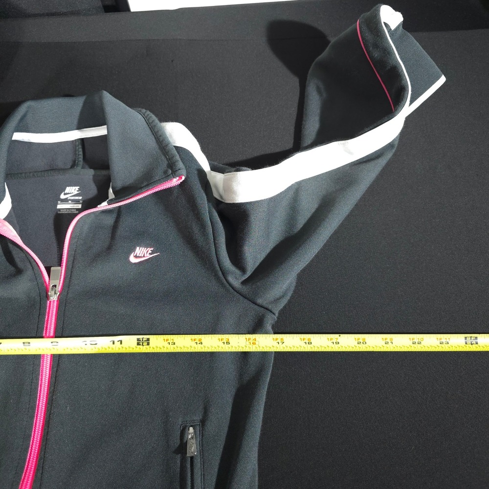 Nike Track Jacket Men M Grey White Pink 370397-060 Full Zip Mock Neck Striped - Picture 4 of 10